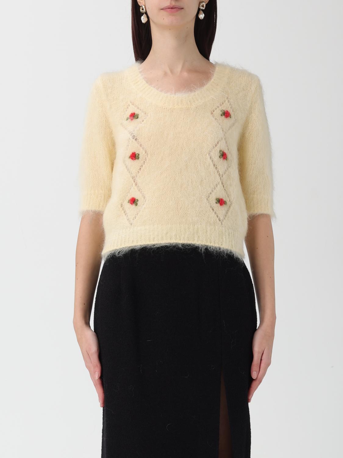 Alessandra Rich Embroidered Mohair-blend Sweater In Neutral