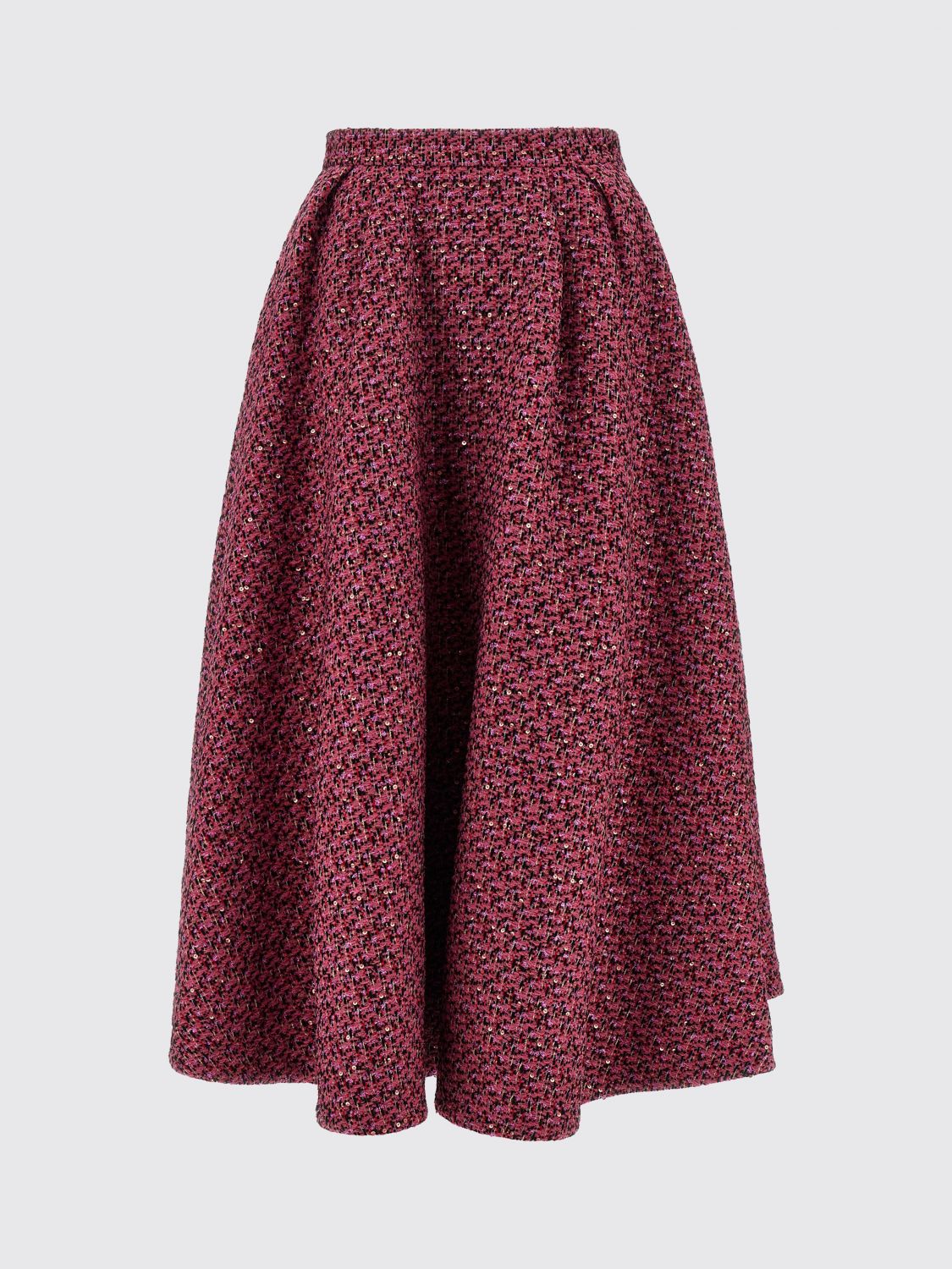 Alessandra Rich Tweed A-line High-waisted Midi Skirt In Multi