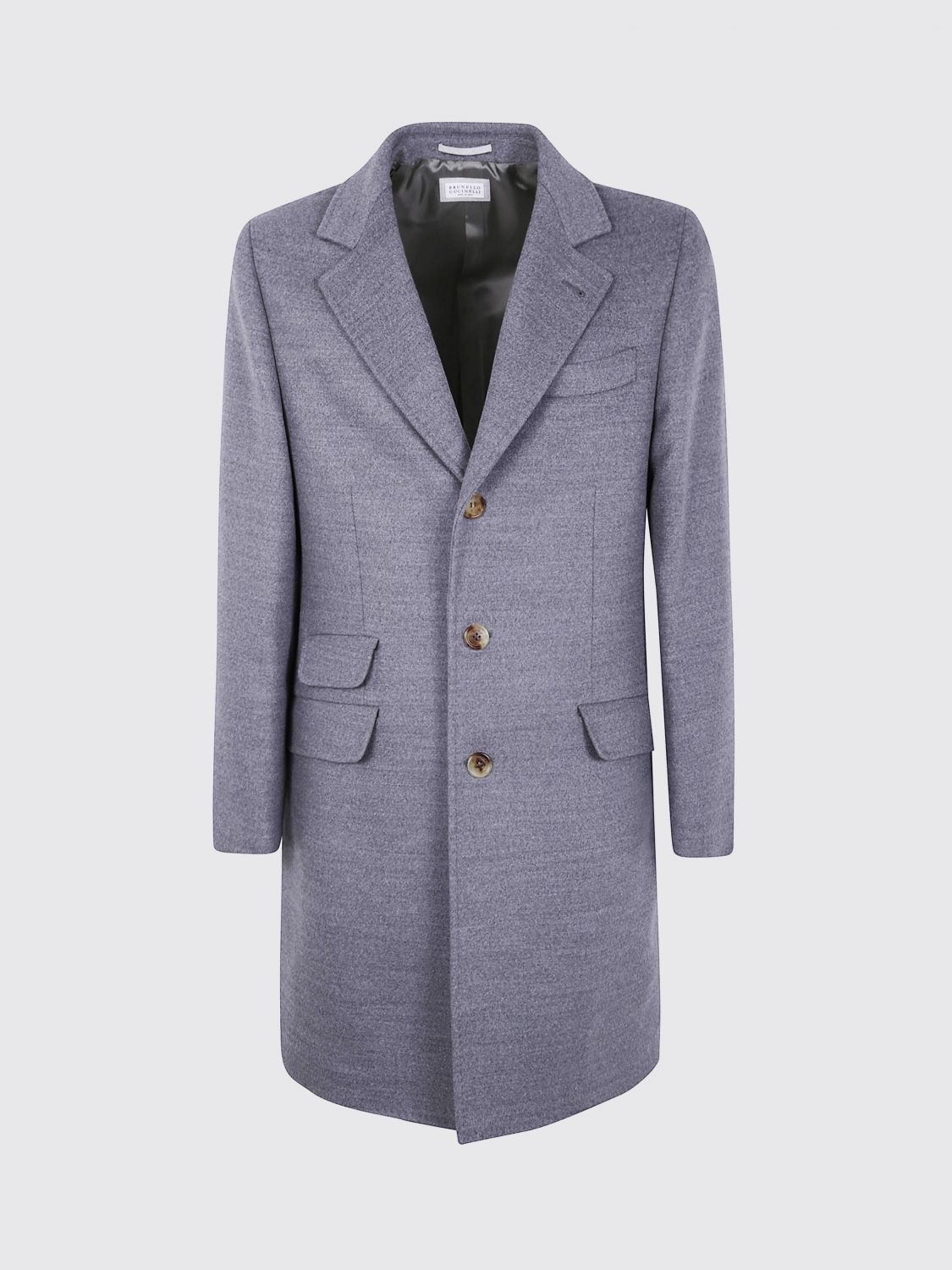 Brunello Cucinelli Three-button Patch-pocket Coat In Gray