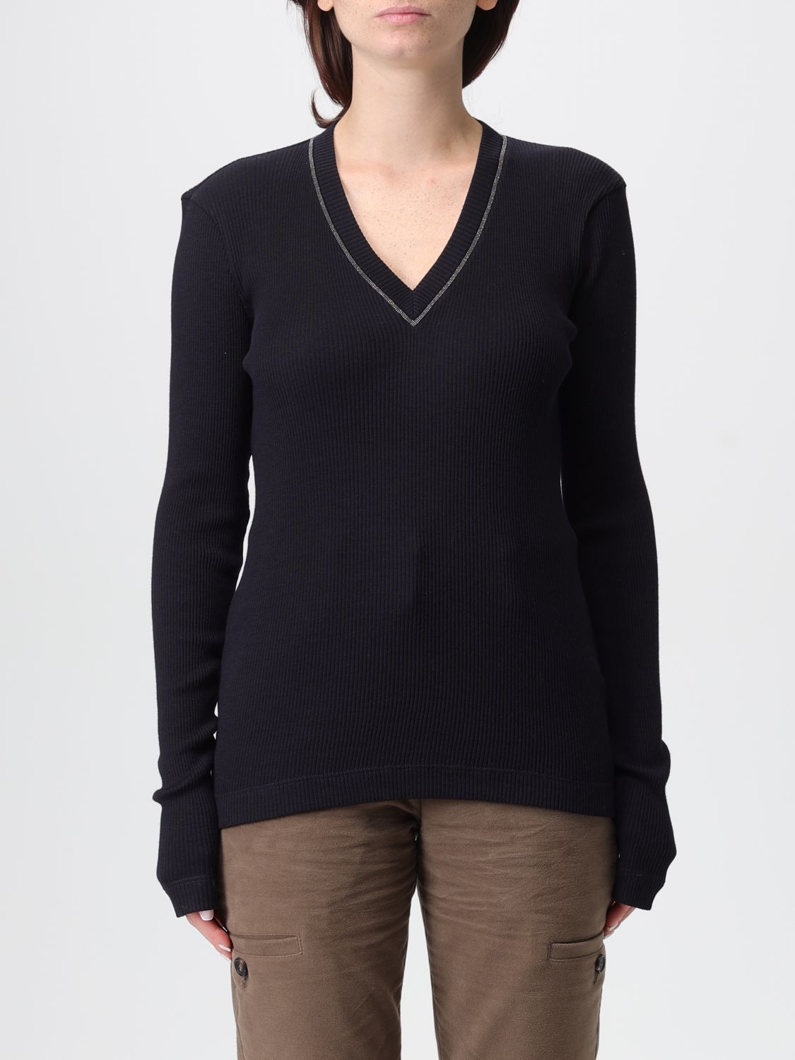Brunello Cucinelli Sweater Woman Color Blue In Multi