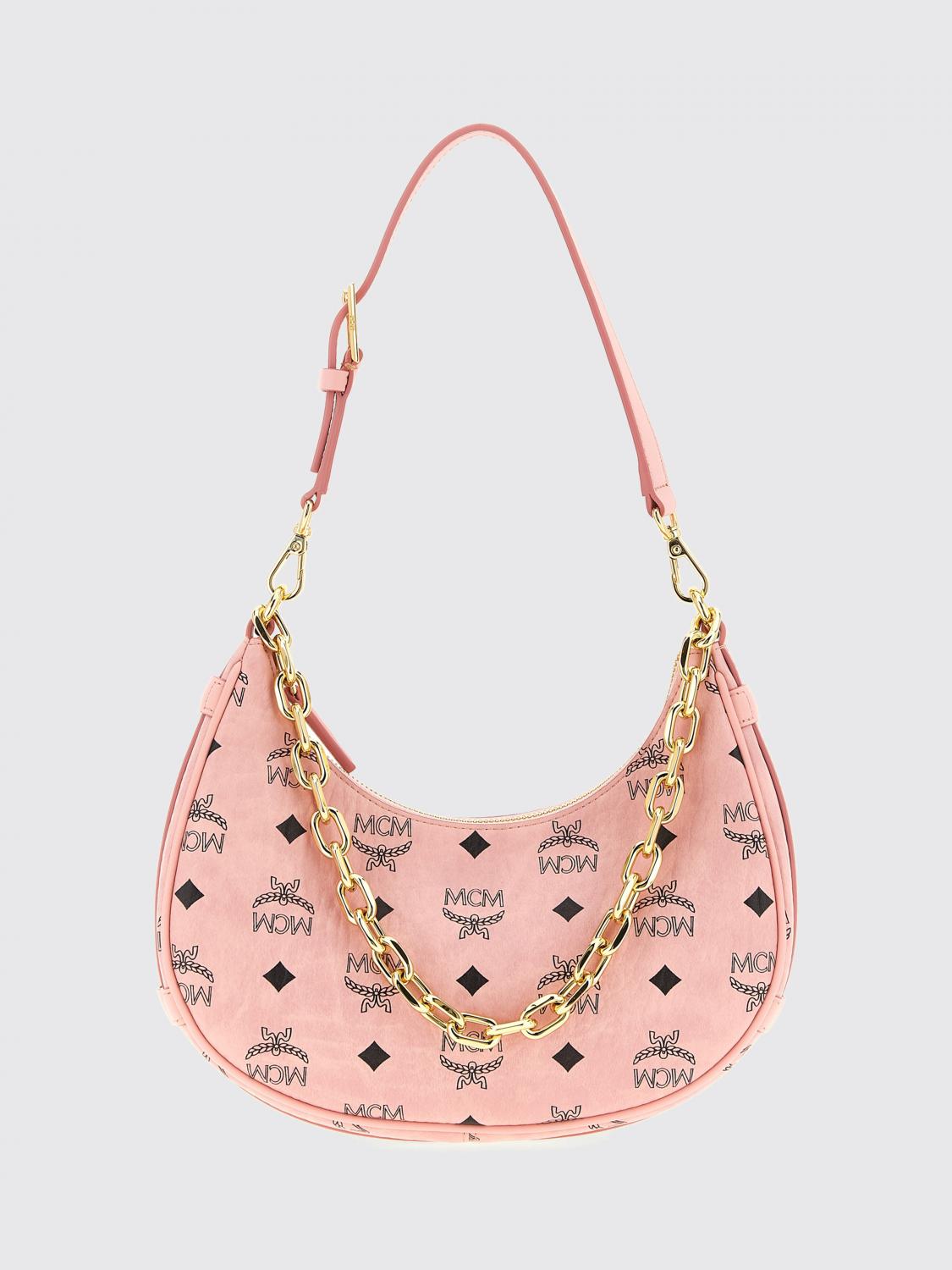 Mcm Aren Crescent Hobo Shoulder Bags Pink In Pink