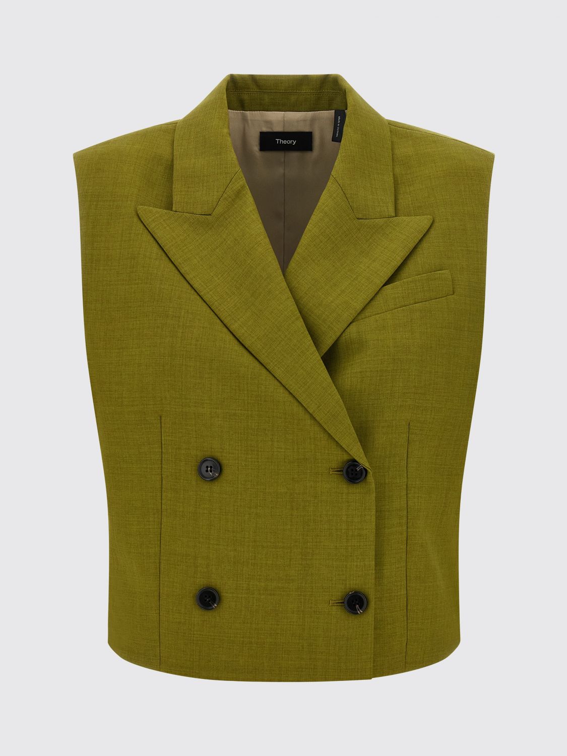 Theory Tailored Sleeveless Double-breasted Vest In Green