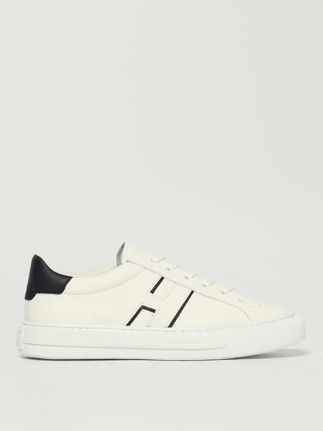 Hogan White Leather Sneakers With Logo Design And Rubber Sole In White