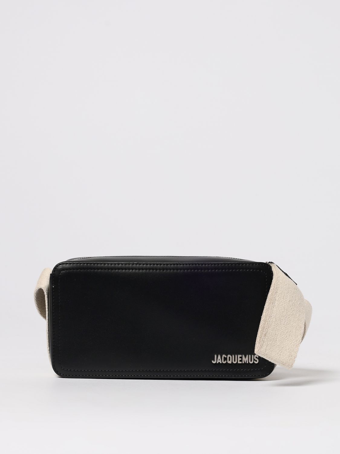 Jacquemus Horizontal Calf Leather Crossbody Shoulder Bag In Black