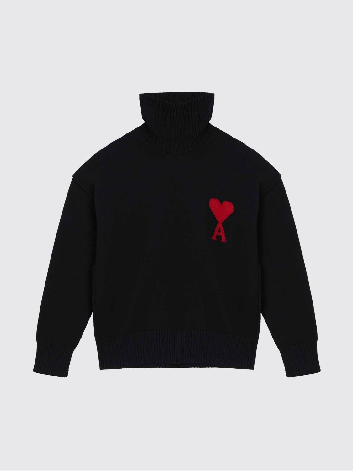 Ami Alexandre Mattiussi Ami Paris Ami Paris Black Wool Ami De Coeur Turtleneck In Black