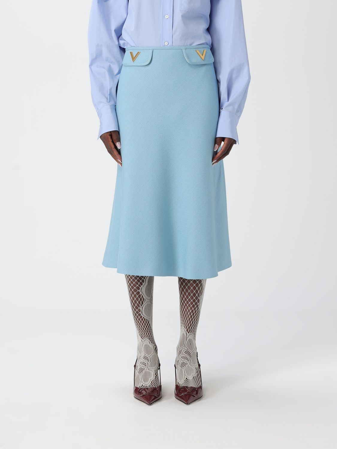 Valentino Skirt Woman Color Gnawed Blue In Blue