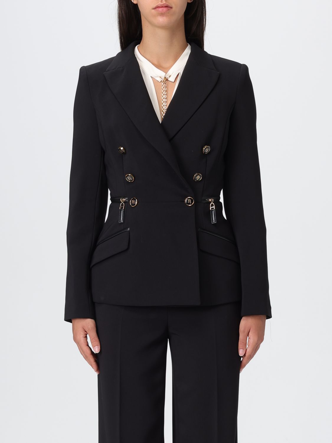 Elisabetta Franchi Blazer Woman Color Black In White