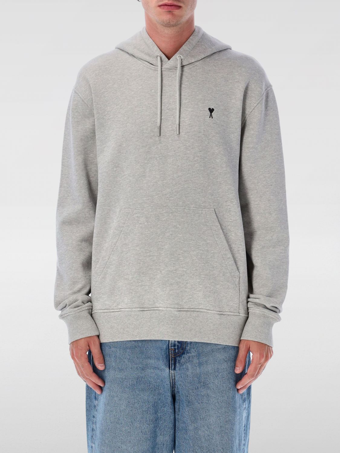 Ami Alexandre Mattiussi Ami Paris Ami Paris Grey Cotton Ami De Coeur Hoodie In Gray