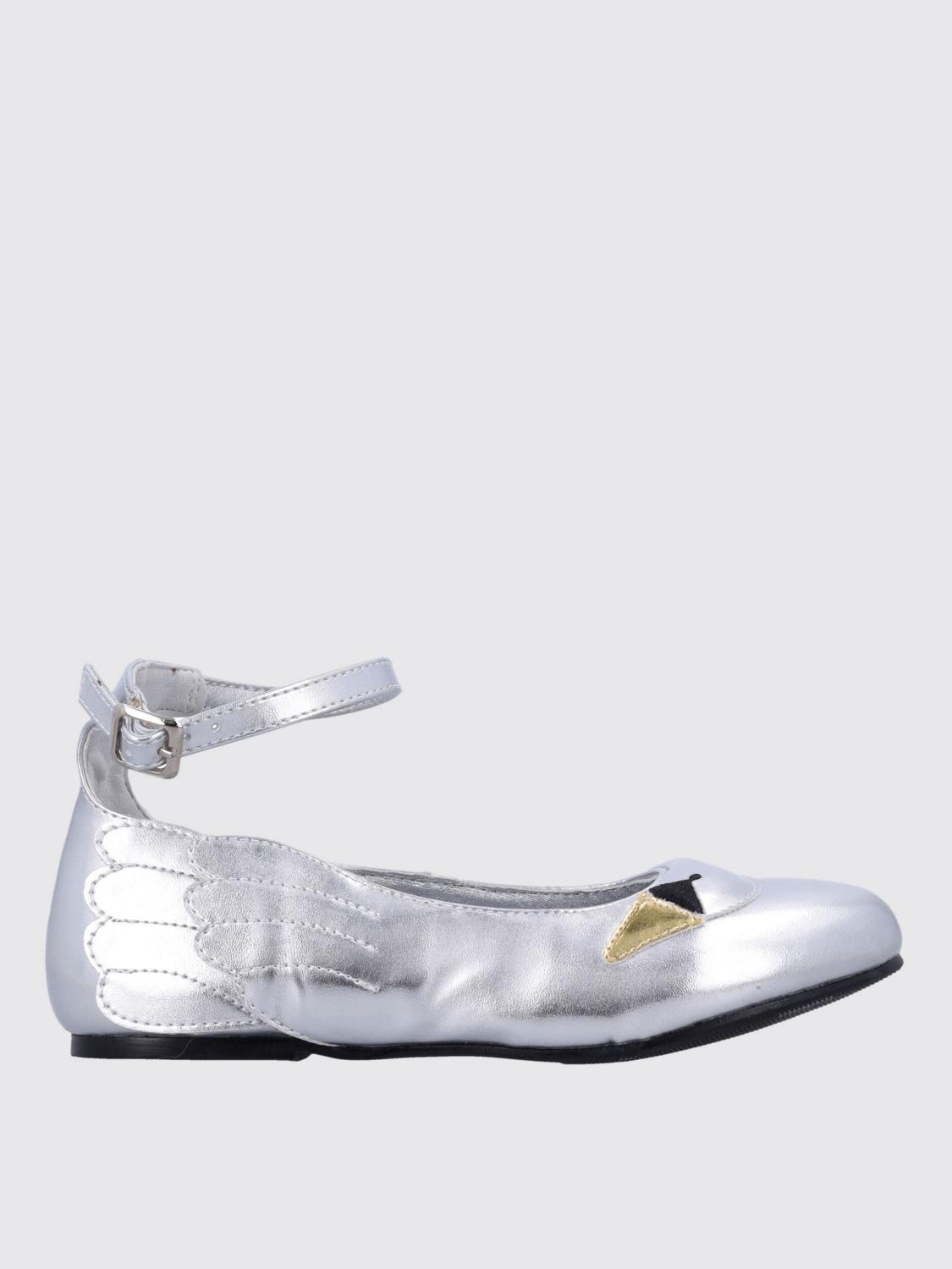 Stella Mccartney Metallic Faux Leather Ballet Flats In Silver
