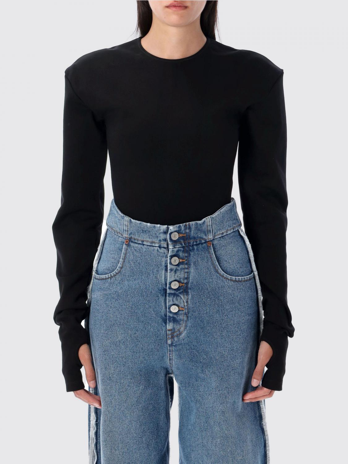 Mm6 Maison Margiela Damen Schwarz Top Woman Color