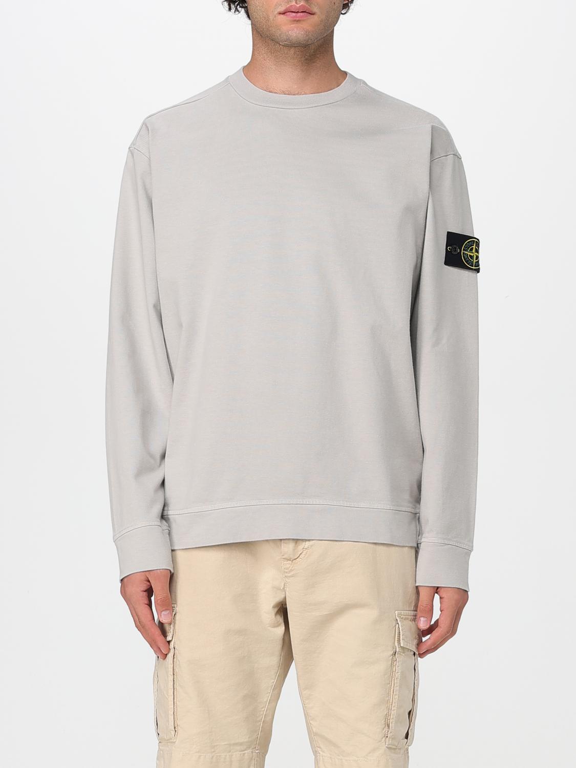 Stone Island Logo Crewneck Sweatshirt In Gray