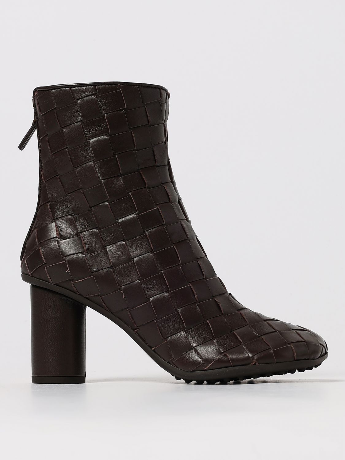 Bottega Veneta Atomic 75 Intrecciato Leather Ankle Boots In Brown