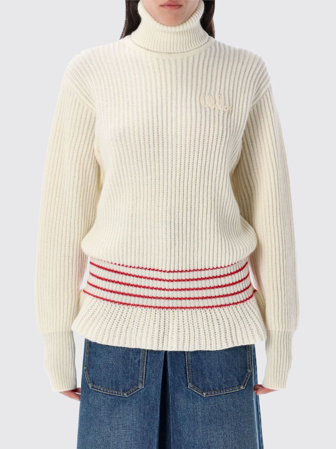 Chloé Oversized Wool And Mohair Knit Turtleneck Jumper In White