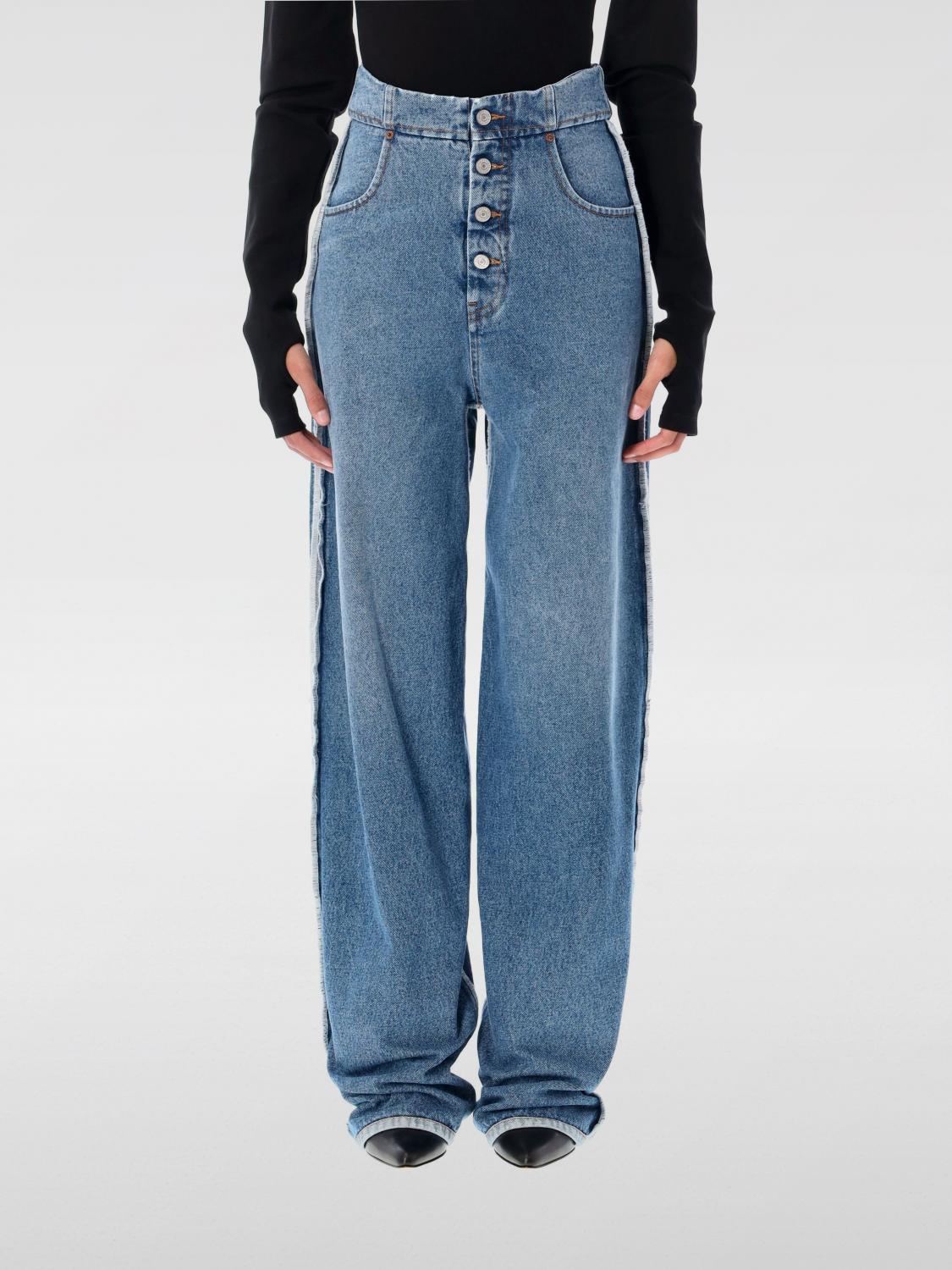 Mm6 Maison Margiela Mm6 By Maison Margiela Reversed Denim Band Jeans In Blue