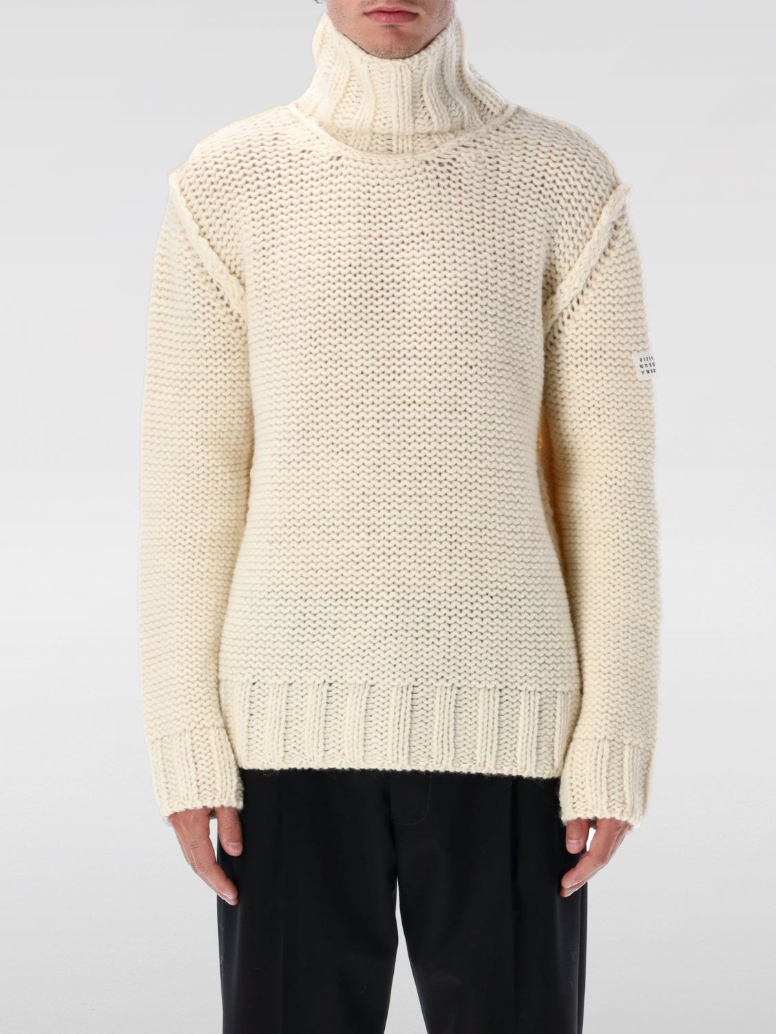 Mm6 Maison Margiela Chunky Wool Turtleneck Jumper In Neutral