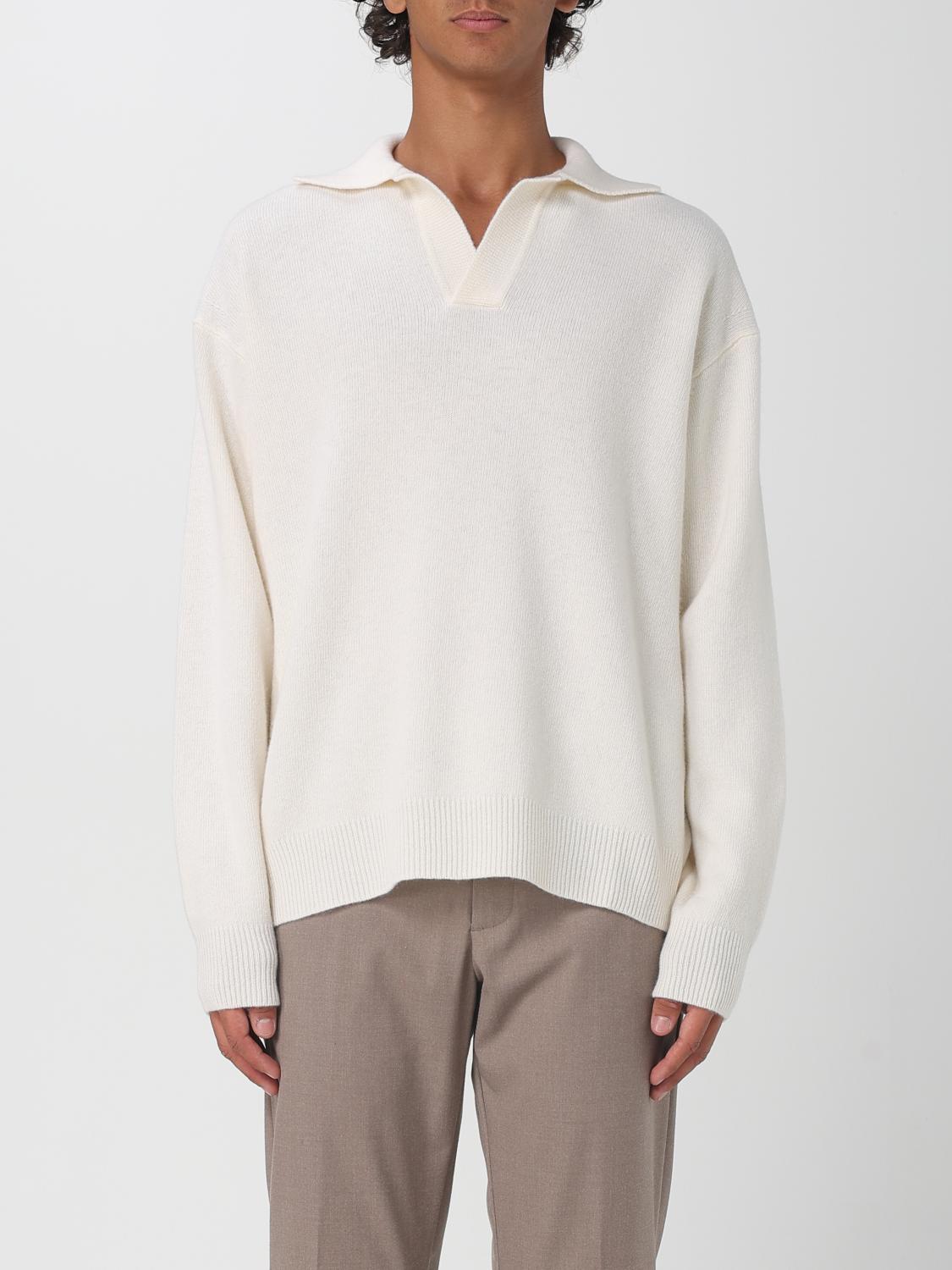 Roberto Collina Merino Wool And Cashmere Blend Polo Sweater In Neutral