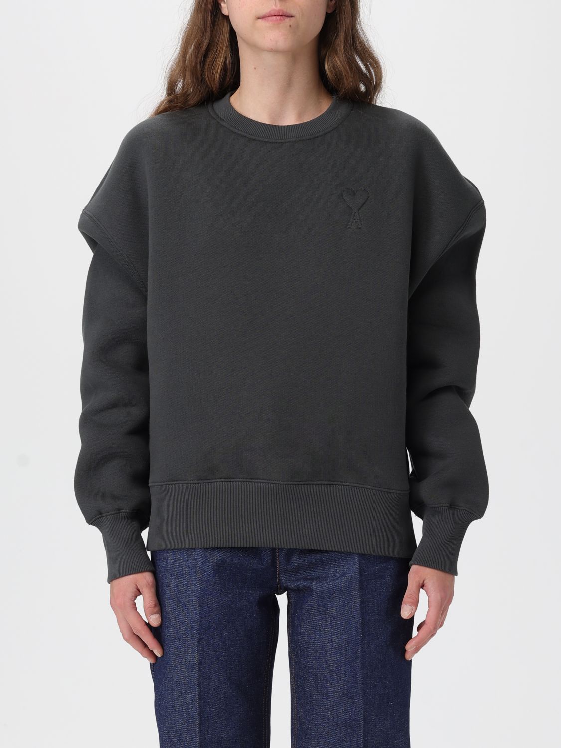 Ami Alexandre Mattiussi Sweatshirt Ami Paris Woman Color Charcoal In Gray