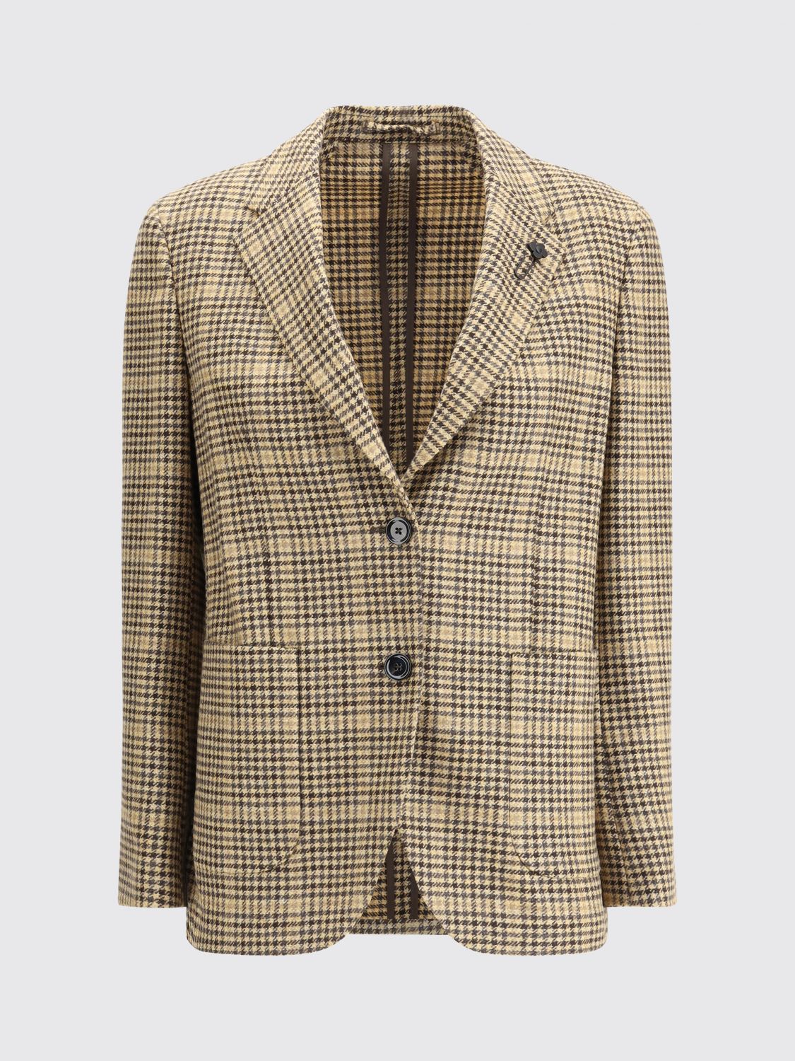 Lardini Checked Twoo-button Blazer In Brown