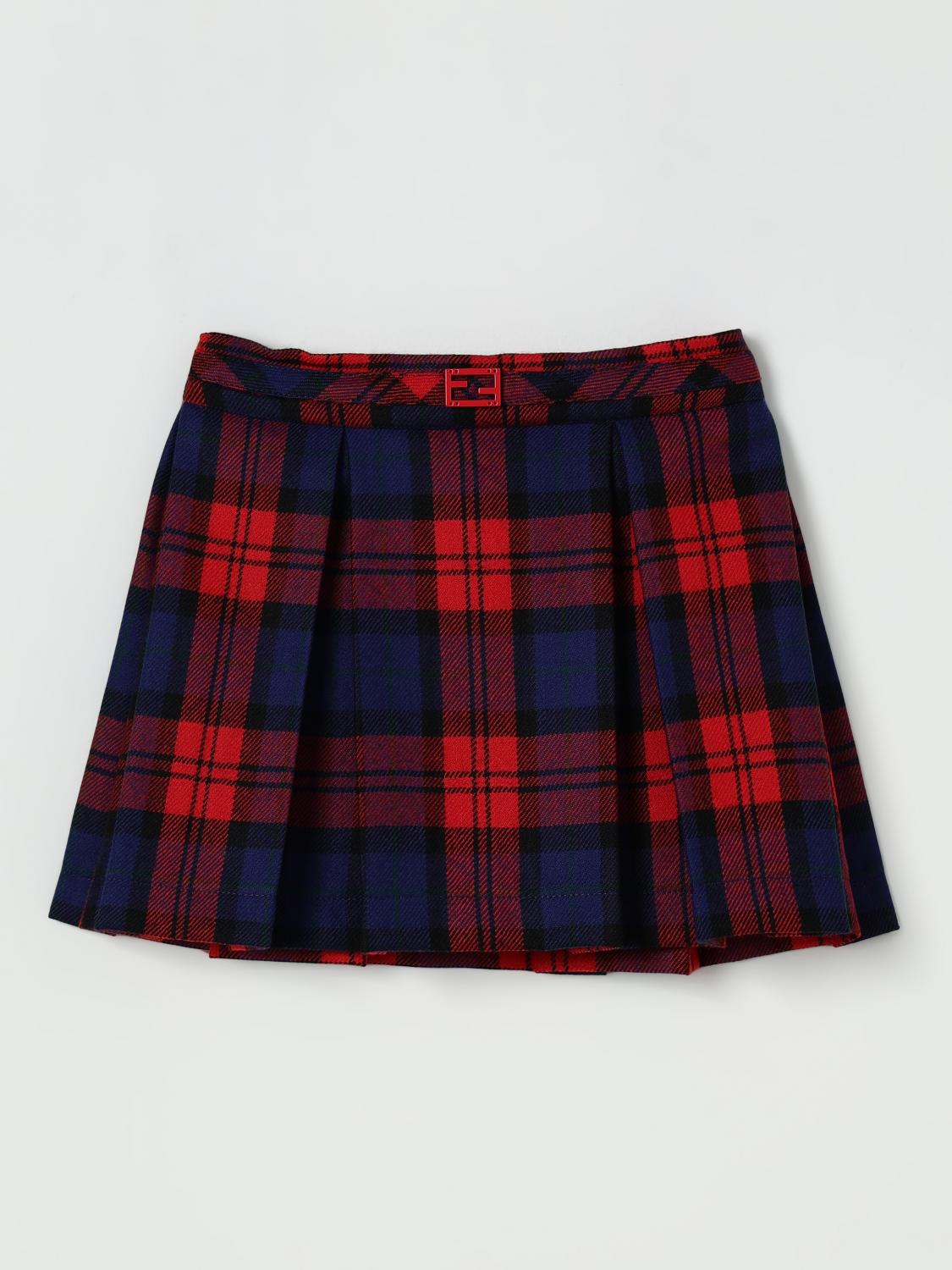 FENDI Gonna in lana vergine tartan