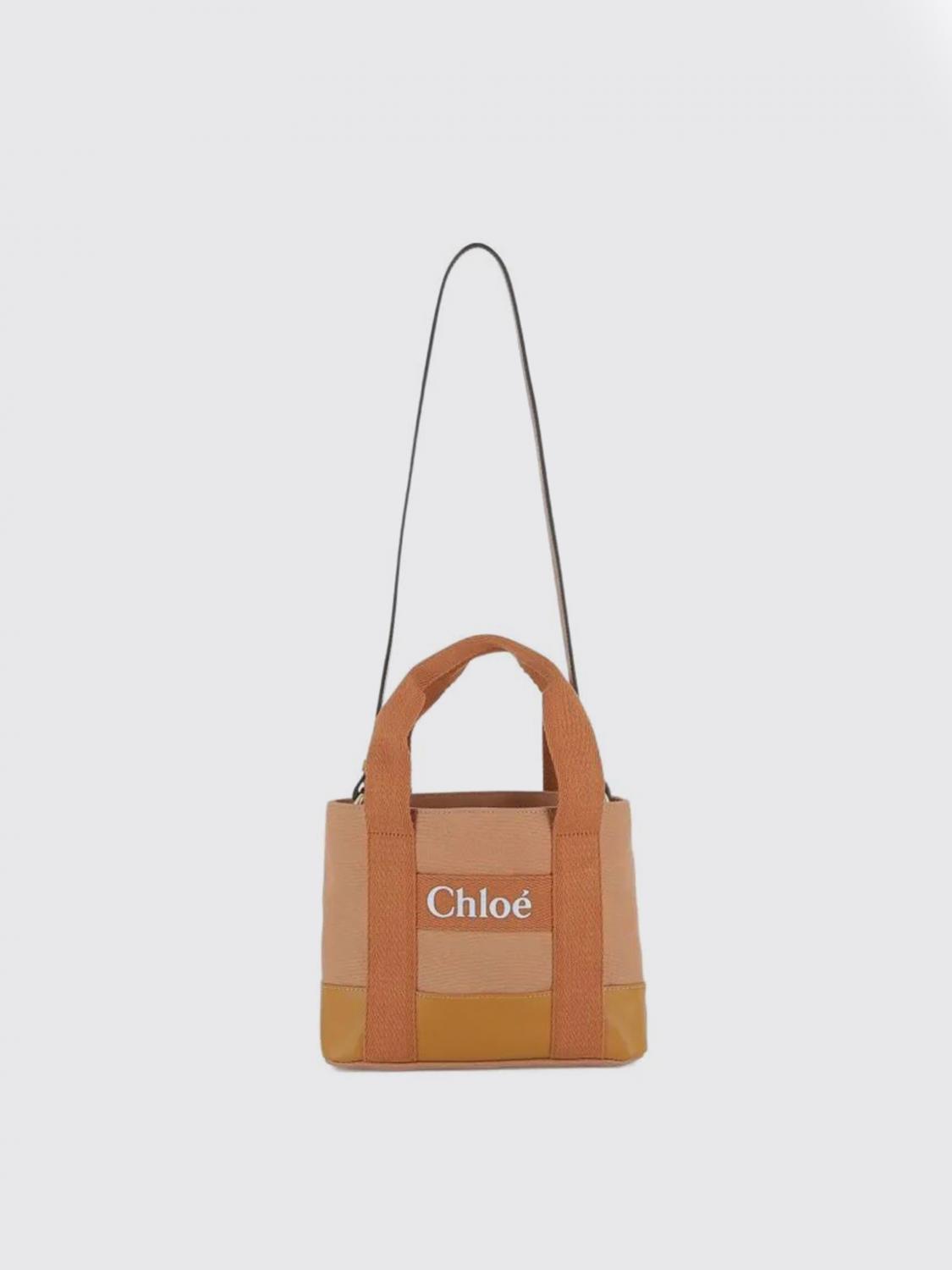Chloé Logo-detail Canvas Tote Bag In Brown
