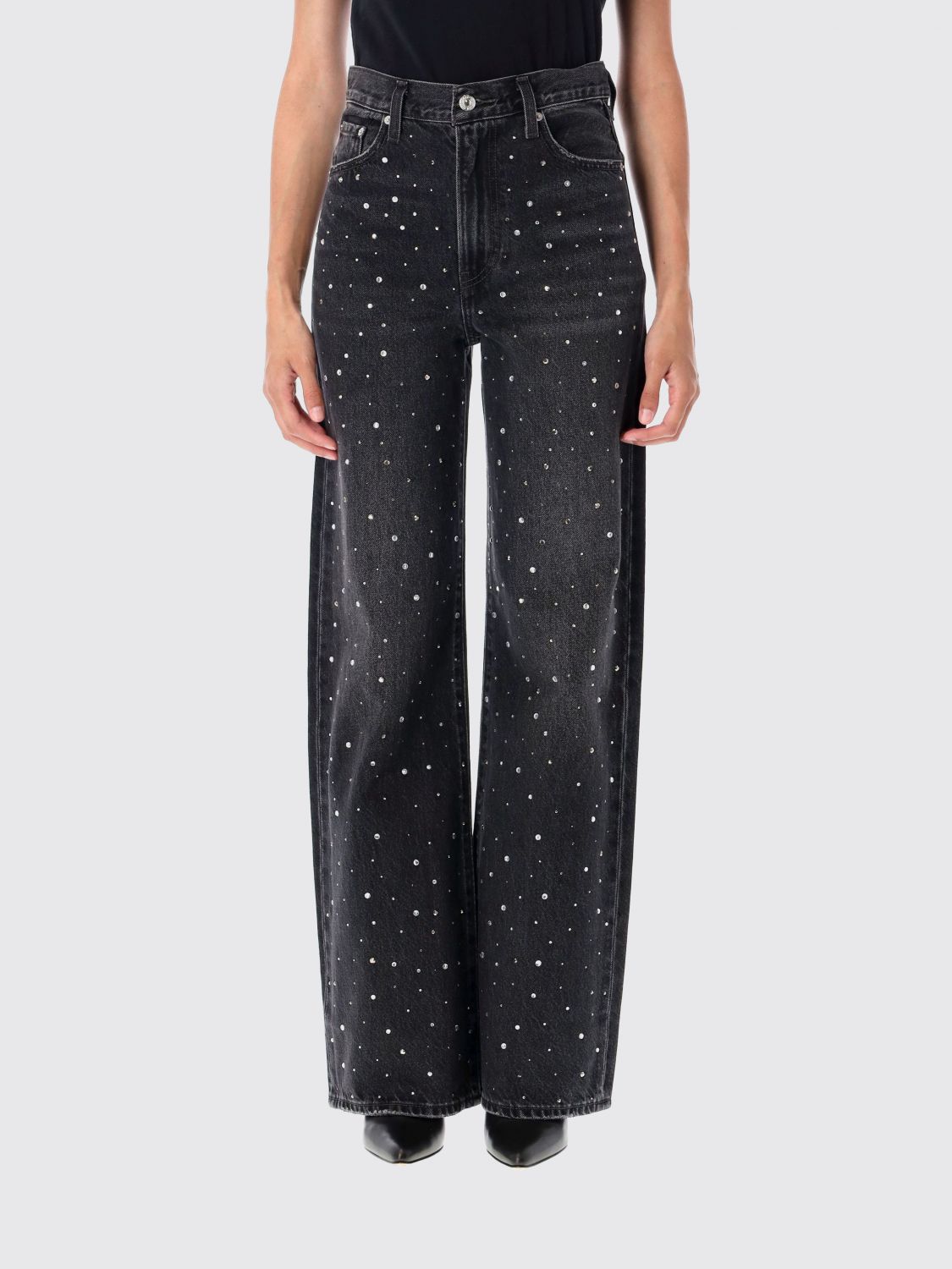 Levi's Ribcage Crystal-embellished Jeans In Black