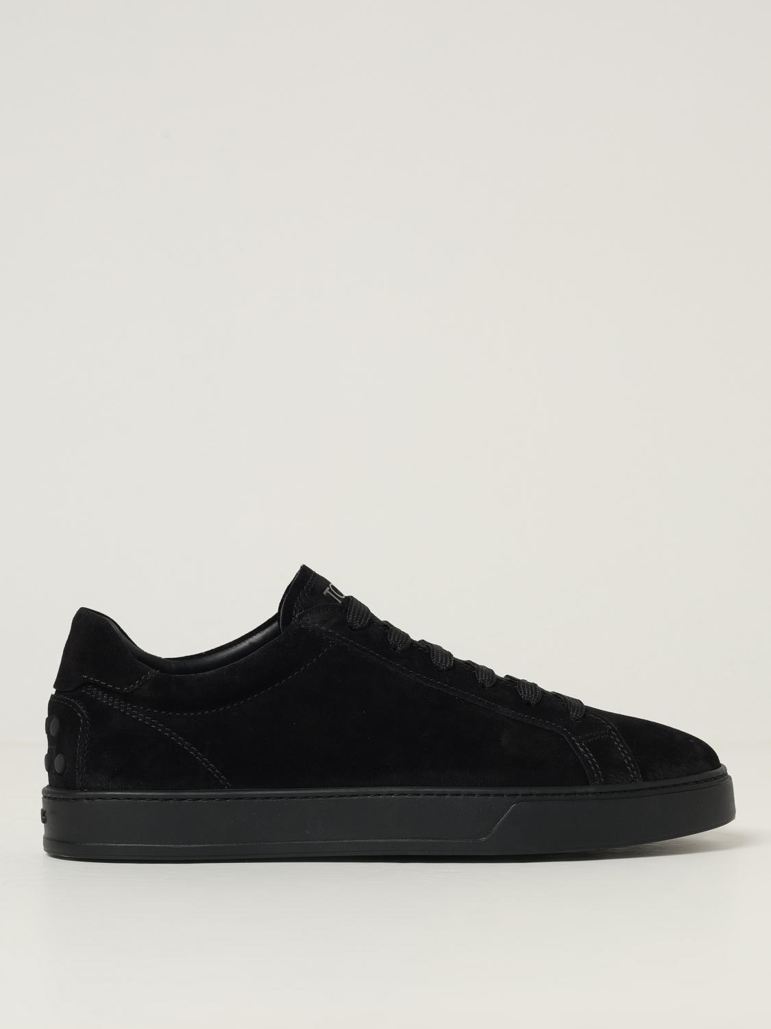 Tod's Low Top Suede Sneakers With Round Toe In Black