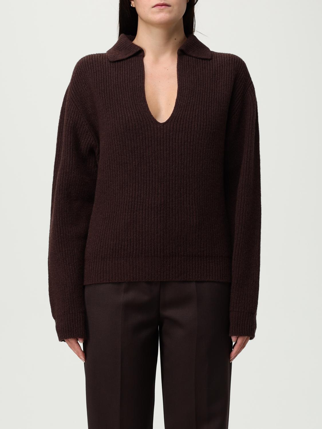 Alysi Wool Polo Sweater In Brown