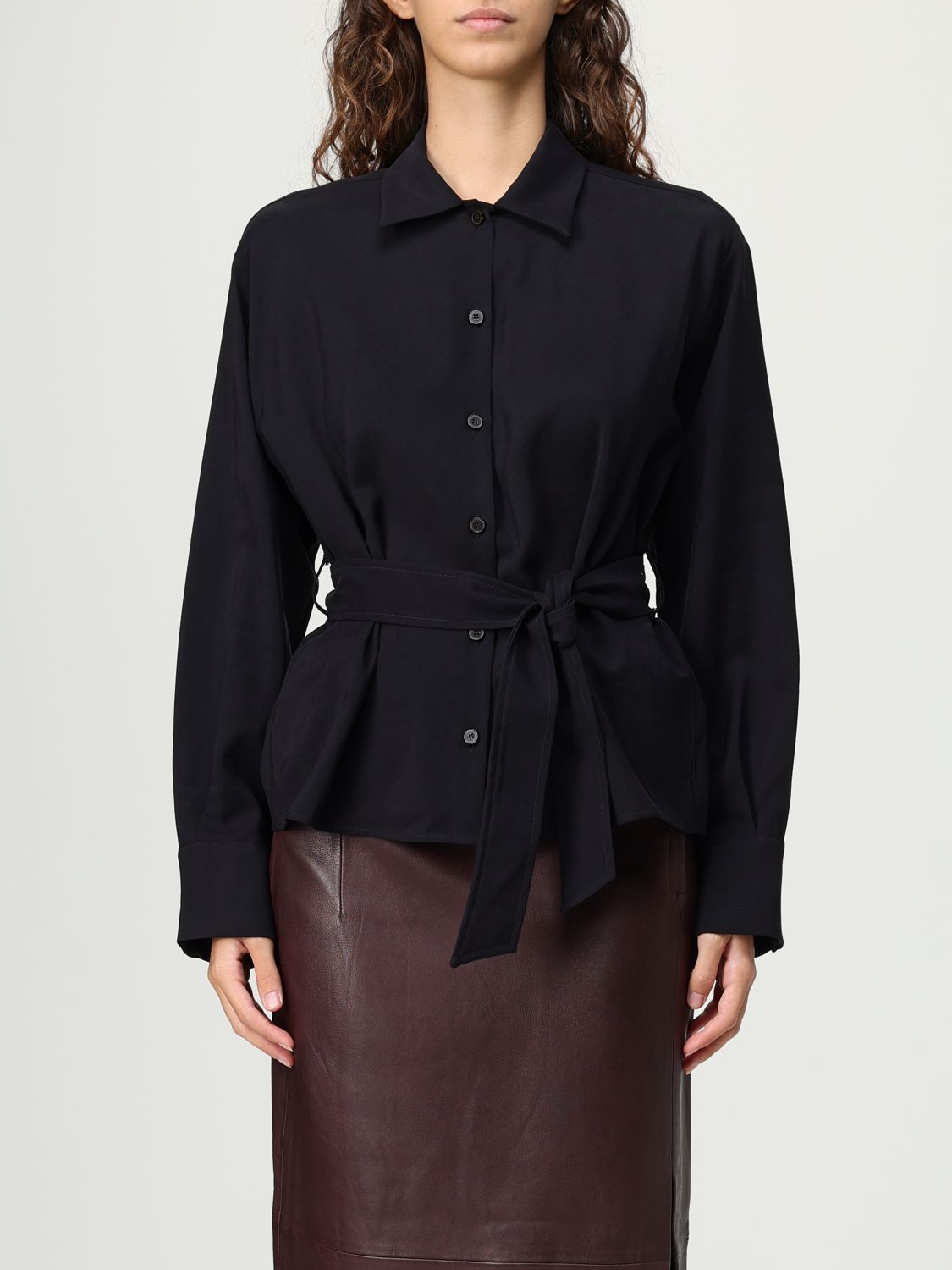 Alysi Belted Shirt In Black