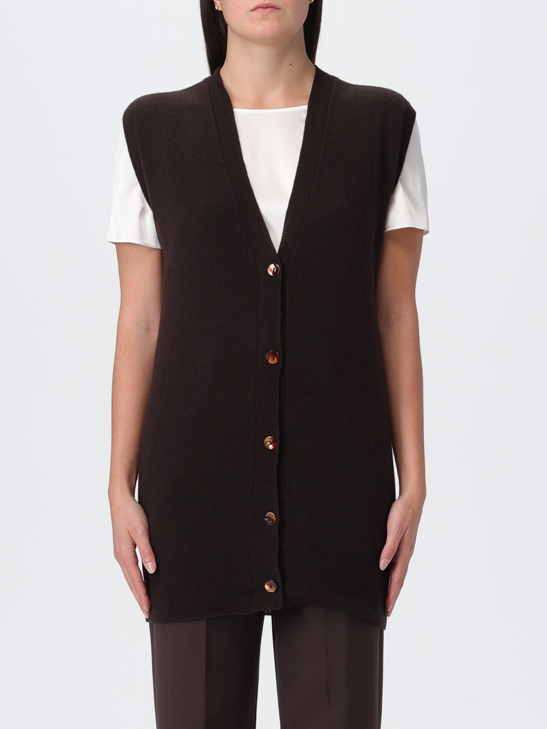 Alysi Waistcoat Woman Color Cocoa In Brown