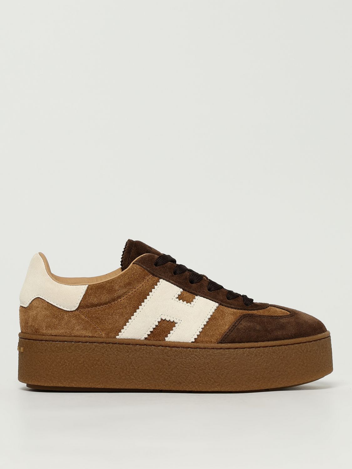Hogan Low Top Platform Sole Sneakers In Brown