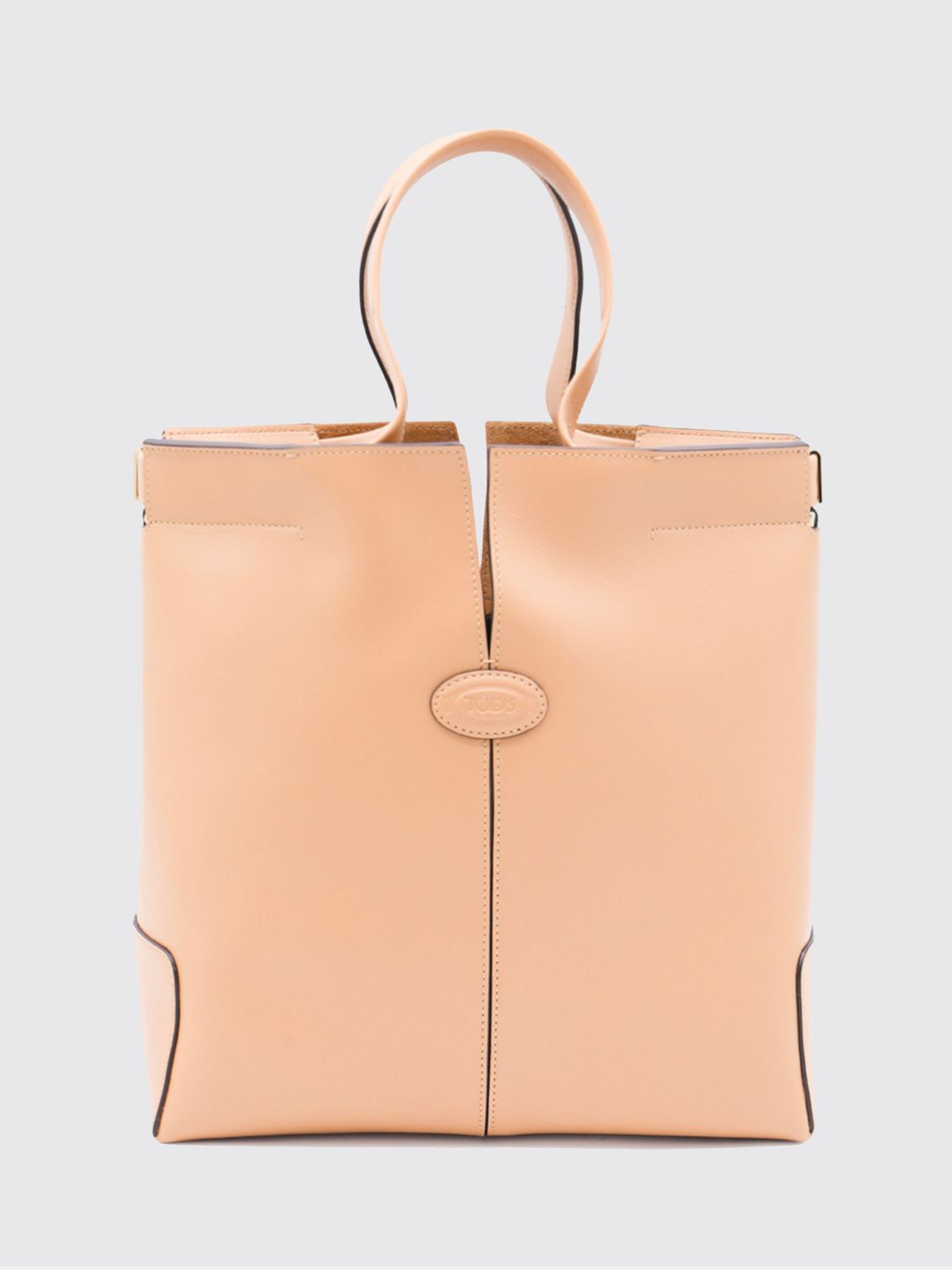 Tod's Stitched Contrast Rectangular Tote With Top Handles In Neutral