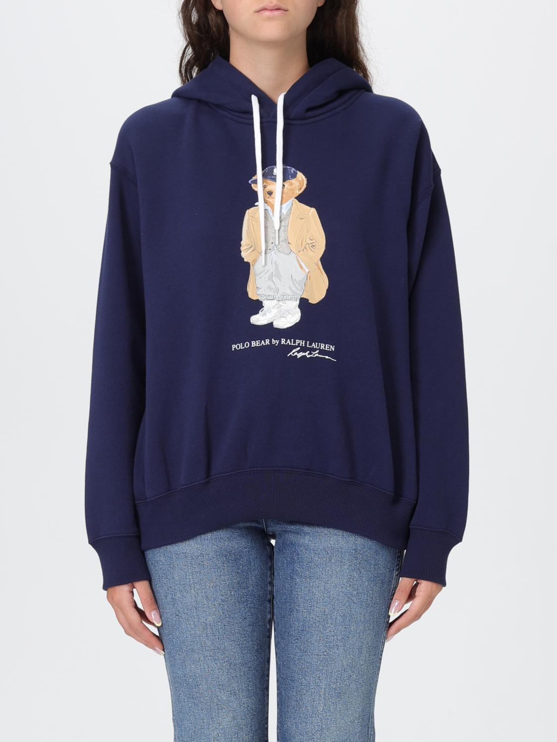 Polo Ralph Lauren Brushed Cotton Blend Sweatshirt With Iconic Polo Bear In Blue