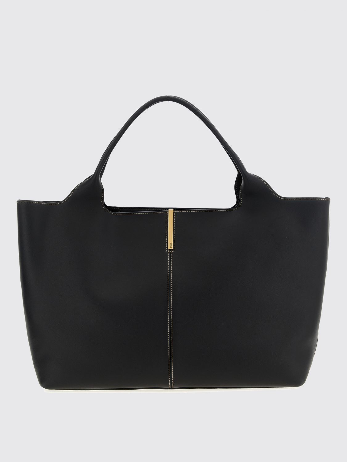 Tod's Top Handle Shoulder Bag With Metal Accent In Black