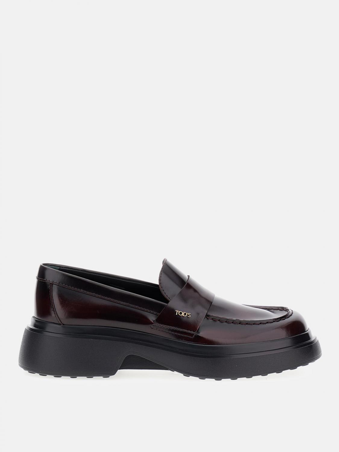 Tod's Shiny Leather Loafers Chunky Sole In Brown