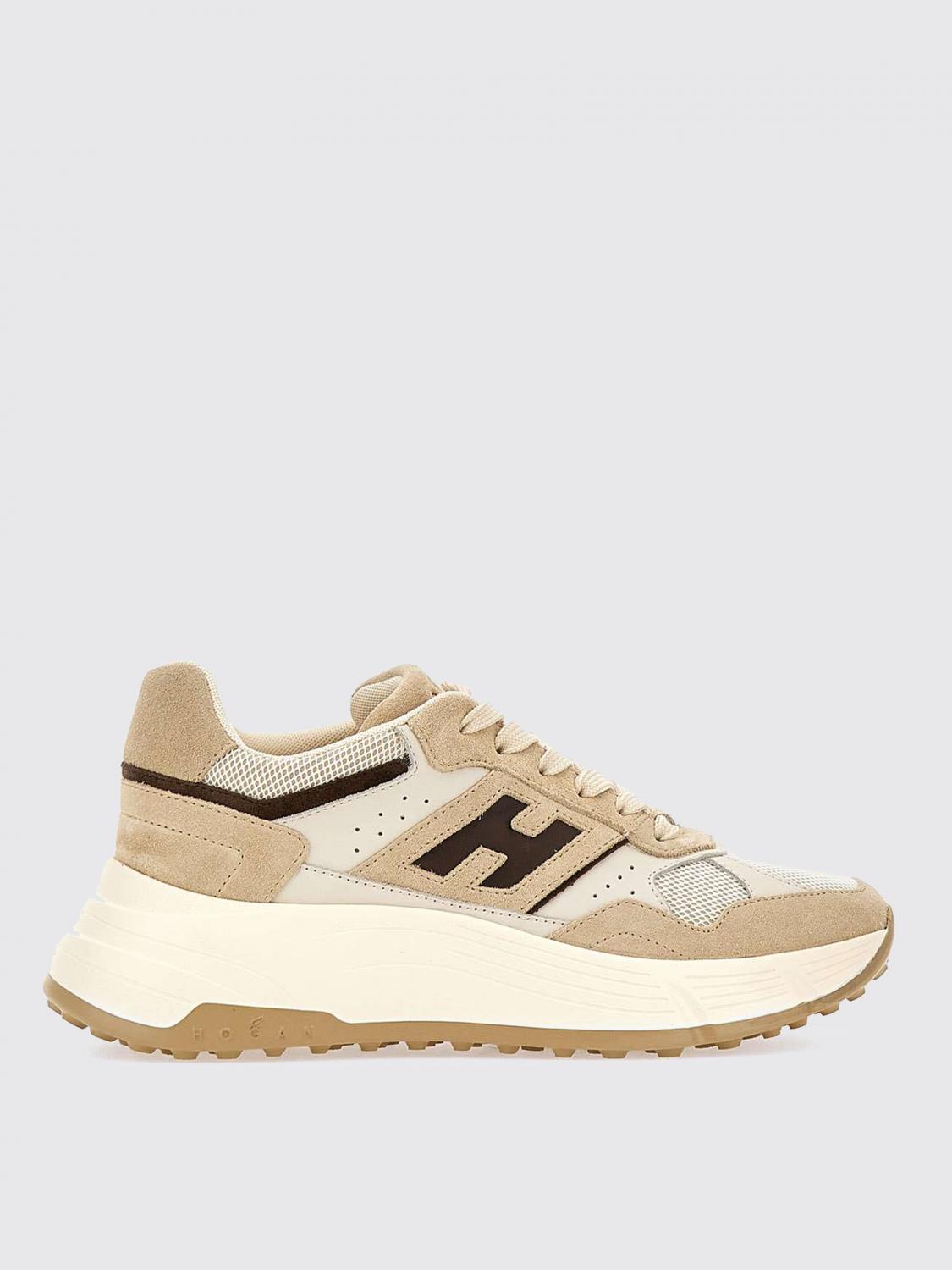 Hogan Suede And Technical Fabric 80s-inspired Sneakers In Sand