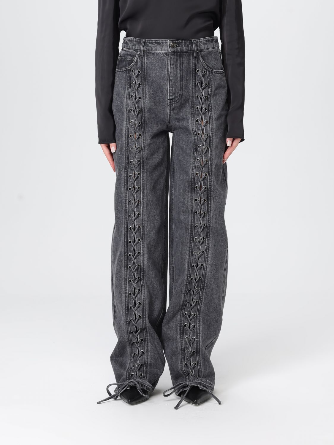 Rotate Birger Christensen Rotate Birgerchristensen Pants With Laces In Gray