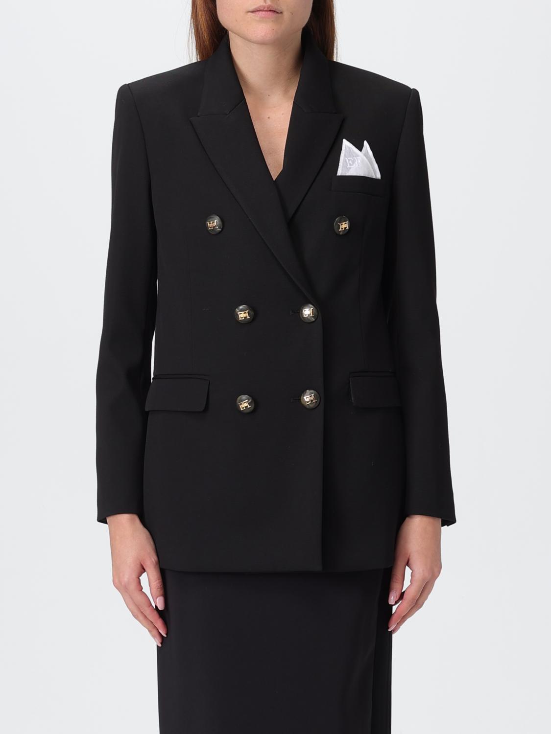 Elisabetta Franchi Cotton Gabardine Blazer With Breast Pocket Clothing In Black