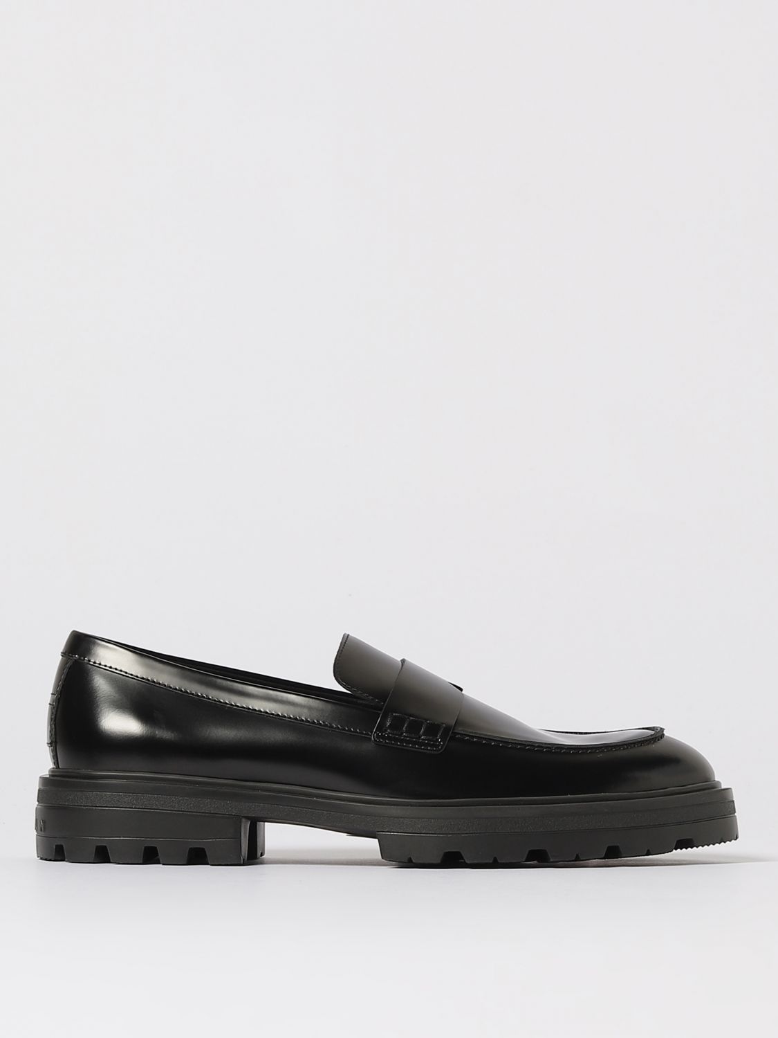 Hogan Chunky Sole Round Toe Penny Strap Loafers In Black