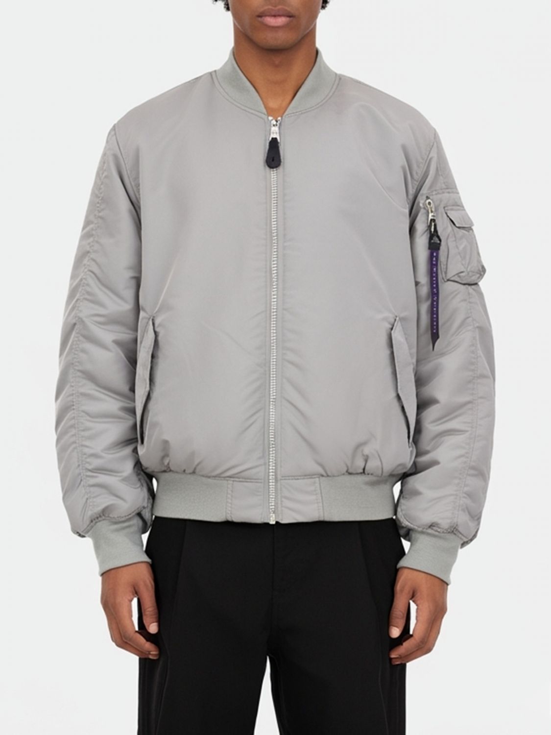 Alpha Industries Bomber Jacket With Zip Front Closure In Gray