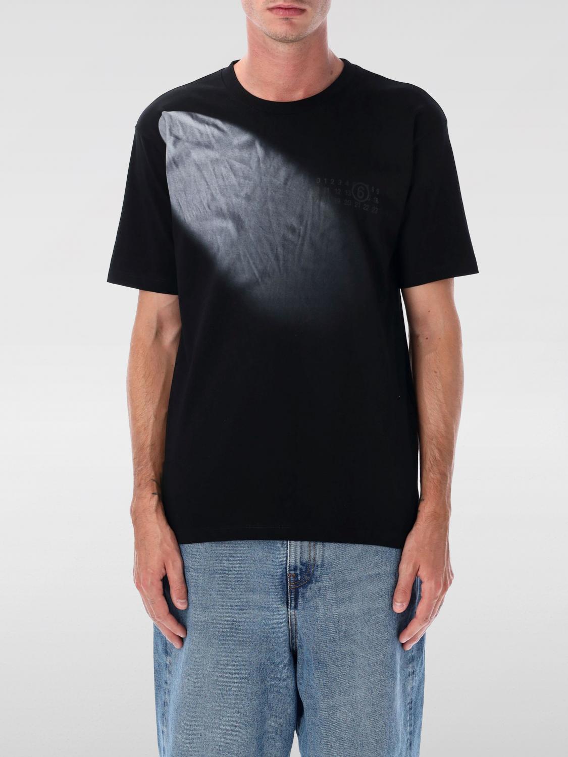 Mm6 Maison Margiela Mm6 By Maison Margiela Gradient Effect Black T-shirt With Subtle Graphic Print In Black