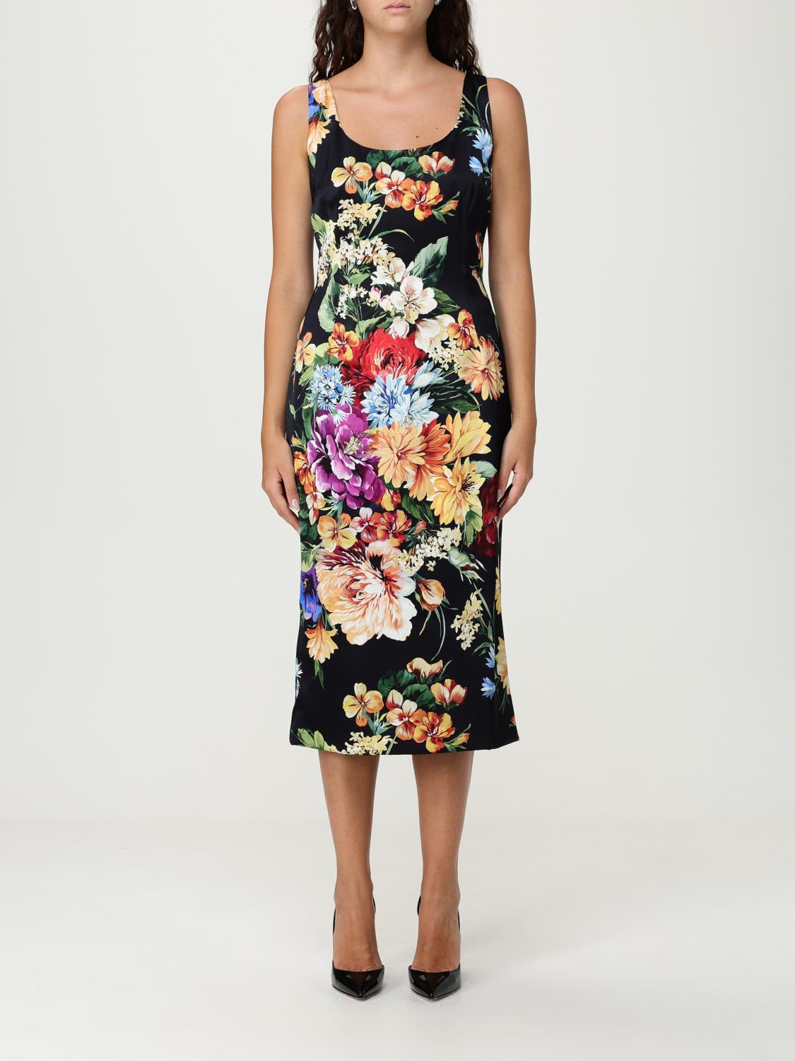 Dolce & Gabbana Floral-print Midi Dress In Multi
