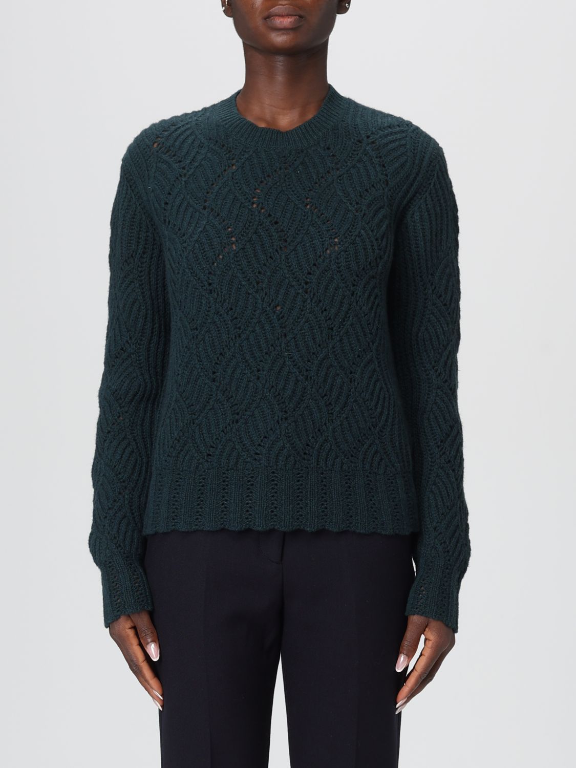 Etro Perforated Pattern Cashmere Sweater In Green