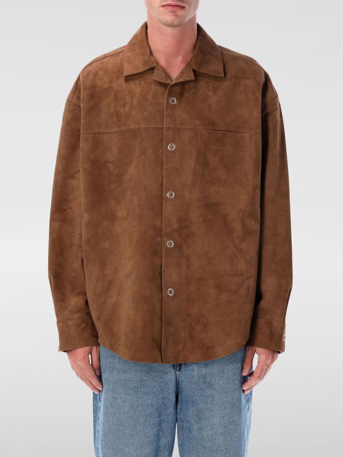 Ami Alexandre Mattiussi Ami Paris Ami Paris Brown Goat Suede Overshirt In Brown