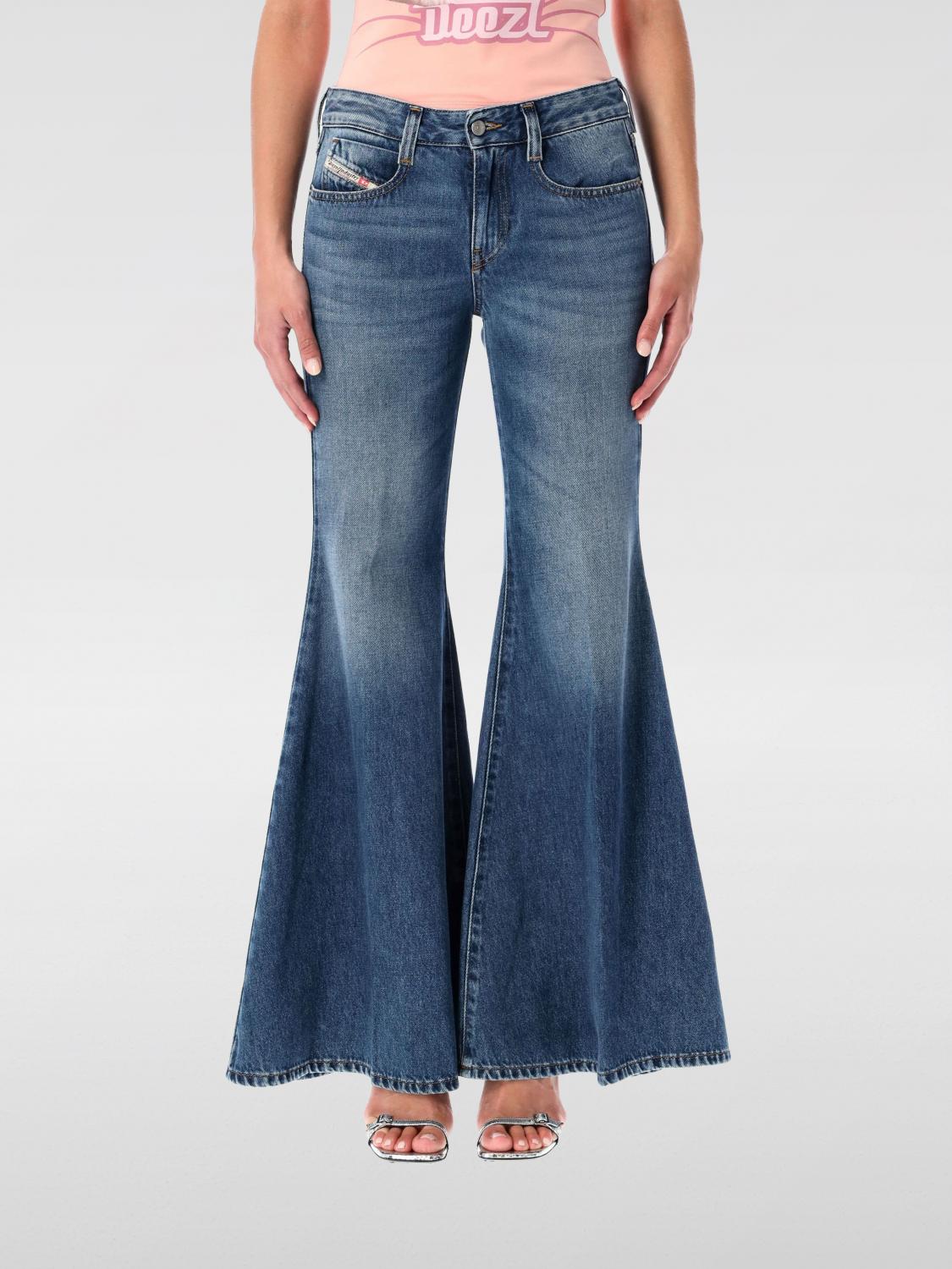 Diesel High-waisted Flared Jeans With Vintage-inspired Finish In Blue