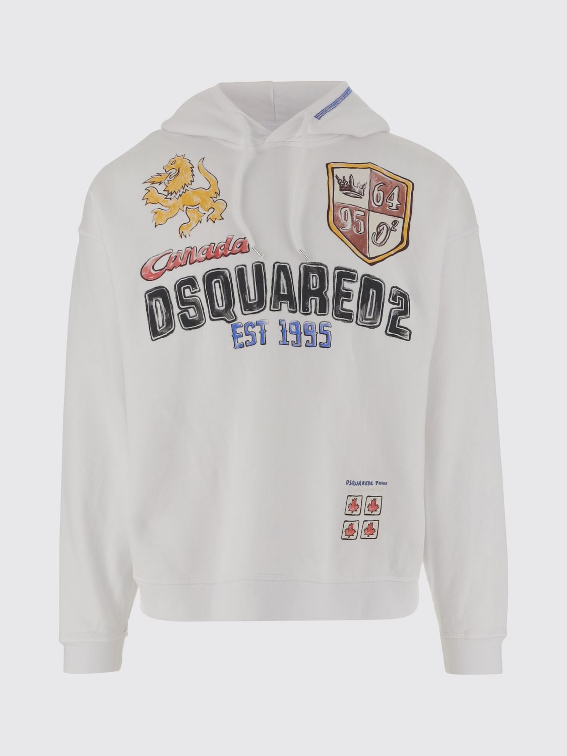Dsquared2 Dsquared Men Hoodie Hand-drawn In White