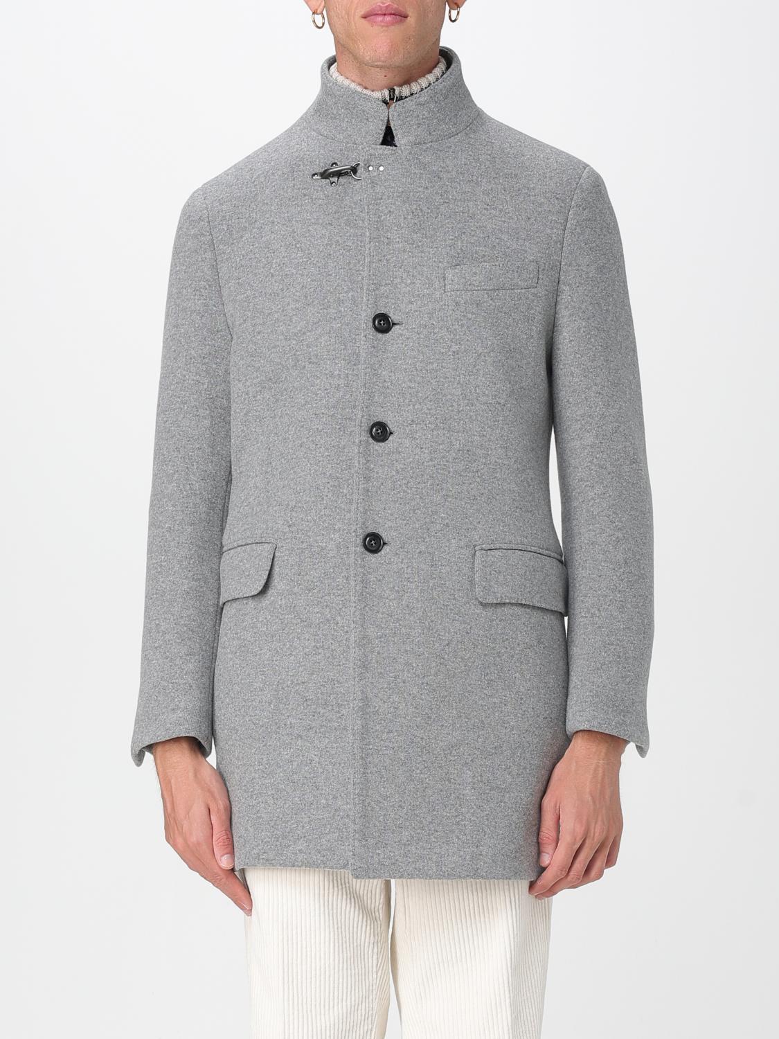 Fay Coat Men Color Grey In Blue