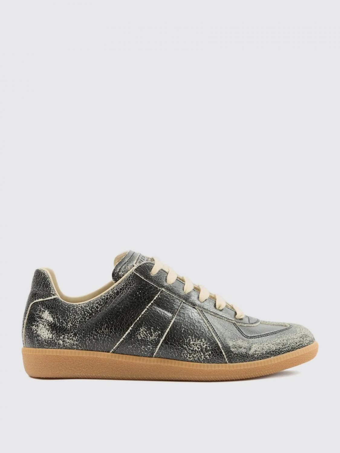 Maison Margiela Replica Sneakers Made Of Shiny Coated Leather In Gray