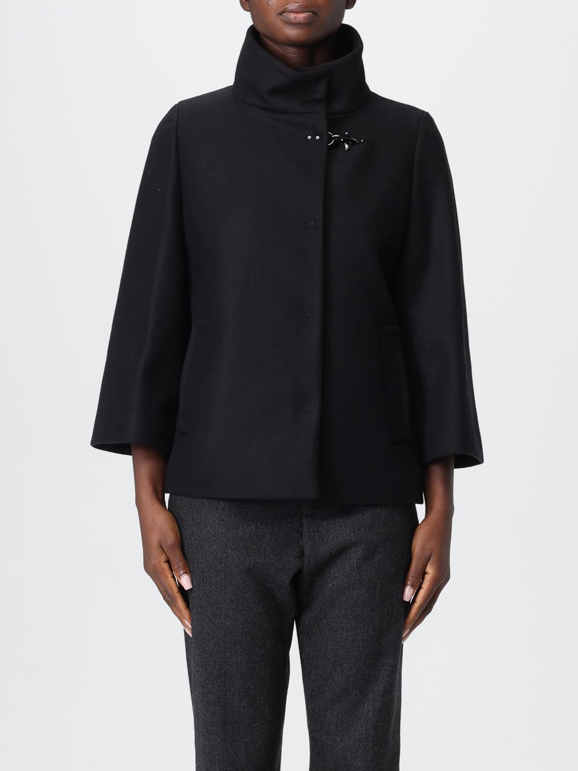 Fay Jacket With Front Pockets And High Collar In Black