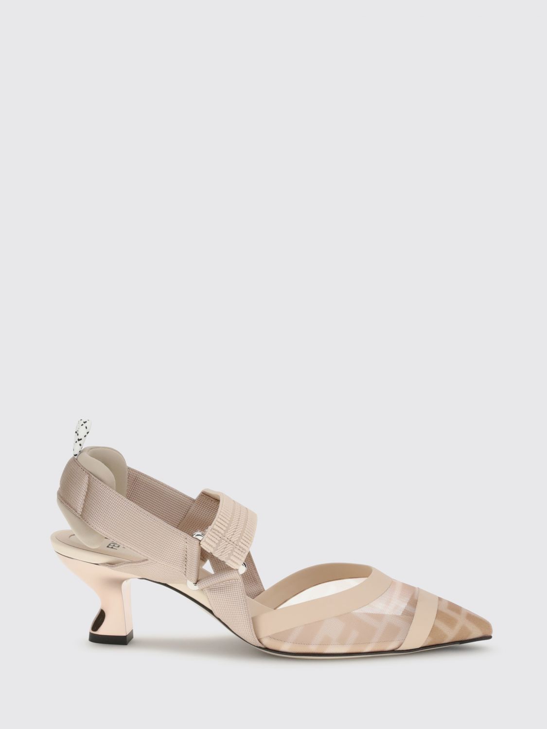 FENDI Slingback Colibrì in nylon a rete con monogram FF