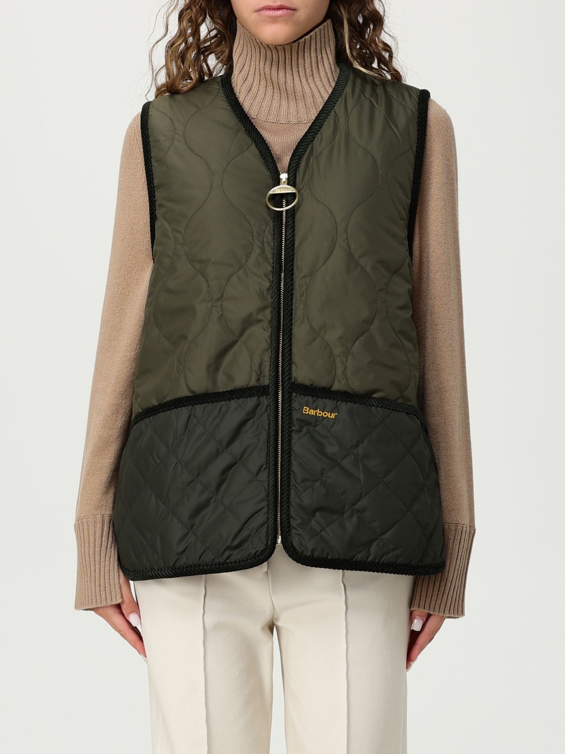 Barbour Quilted Borg-lined Vest In Green